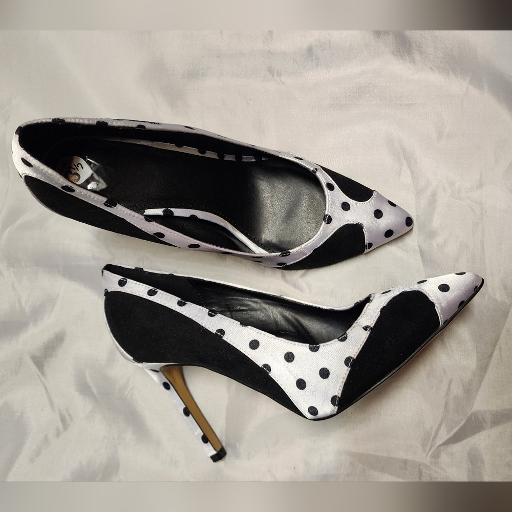 New York & Company Shoes Colorblock Polka-Dot MADISON Pump. Sz 8.5 - Picture 4 of 4